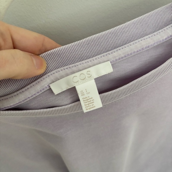 COS Flowy Boxy Oversized Basic Top Long Sleeve T-Shirt Lavender Lilac Size S - Picture 5 of 7